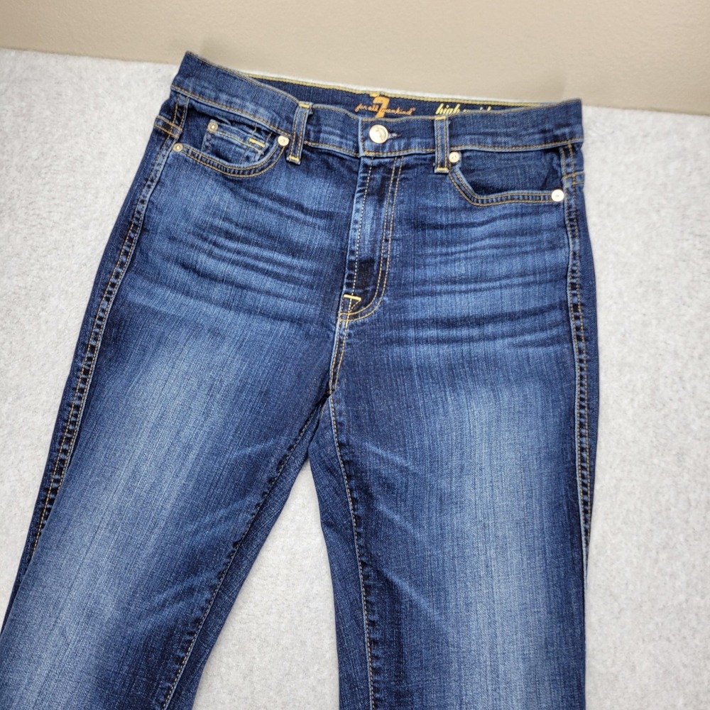 7 For All Mankind High Waist Bootcut Jeans Womens 31 Blue Stretch Denim - Picture 2 of 11